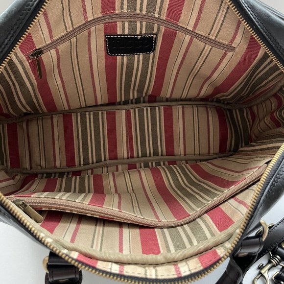 Floto Venezia Women Black Leather Boston Briefcase Attached Laptop Case w/ Strap - Picture 13 of 16